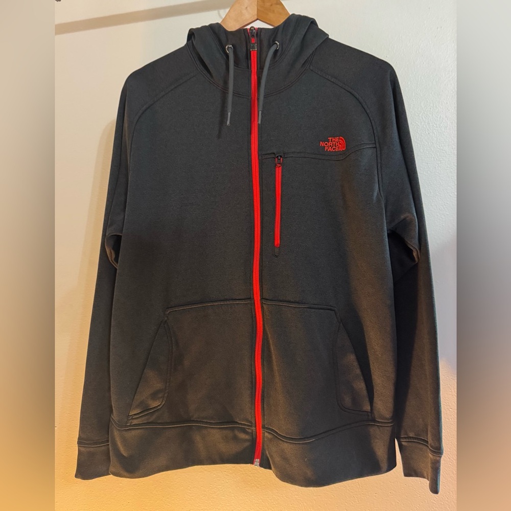 The North Face Charcoal and Scarlet Zip Up Hoodie